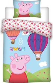Peppa malac Hot-air Balloon gyerek, ovis ágyneműhuzat 100×135cm, 40×60 cm