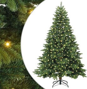 vidaXL Mű karácsonyfa 300 LED-del állvánnyal Zöld 180 cm PE és PVC