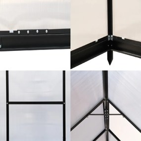 Furnigo Kerti üvegház 380x190x195 cm + alap - fekete