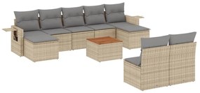 10 részes vegyes bézs polyrattan kerti ülőgarnitúra párnákkal