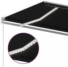 antracitszürke kézzel kihúzható LED-es napellenző 400 x 350 cm