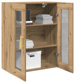 Falra Szerelhető Szekrény Üvegajtókkal Kézműves Tölgy 69,5x34x90 cm