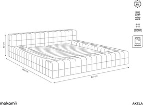 Világoskék kárpitozott franciaágy ágyráccsal 140x200 cm Akela – Makamii