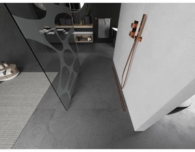 Mexen Kioto, Walk-In zuhanyparaván 120 x 200 cm, 8 mm átlátszó üveg fehér mintás, réz matt profil, 800-120-002-65-97