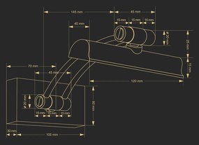 Képmegvilágító Lámpa Arany ELVE KUTEK ELV-PODS-1-Z-250-KR