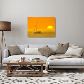 Kép - Csónak a tenger közepén (üvegen) (70x50 cm)