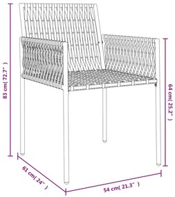 4 db fekete polyrattan kerti szék párnával 54x61x83 cm