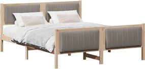 vidaXL Ágykeret fejtámlával Barna és taupe 160 x 200 cm Tömör fenyőfa