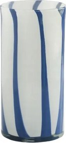 Tejfehér-kék Klasszikus Üveg Magas Virágtartó Váza 24CM