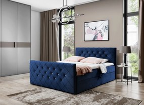 LENKA boxspring ágy - 180x200, kék + INGYENES topper