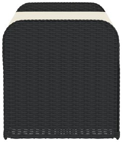 Fekete polyrattan tárolópad párnával 115 x 51 x 52 cm