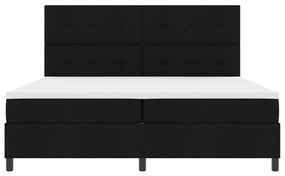 Boxrugós ágy matracmal fejtámlával Fekete 200 x 200 cm szövet