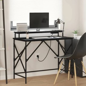 Asztal LED -es lámpákkal Musta tammi 100 x 50 x 86.5 cm Faanyag