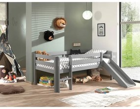 Pino szürke magasított gyerekágy csúszdával, 90 x 200 cm - Vipack