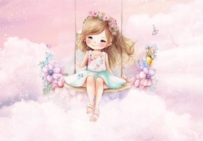 Tapéta Lányoknak Balerina Felhők Rózsaszín Fali Fotótapéta 312x219