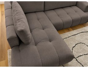 Szürkésbarna kinyitható-tárolóhelyes sarokkanapé (bal oldali-L alakú) Fuji – Bobochic Paris