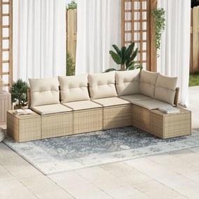 5 darabos kerti kanapé szett párnákkal bézs poly rattan
