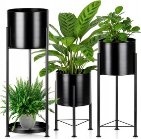 Virágtartó Fém Fekete Virágtartó Állvány Virágtartó Szett 3 Db-os