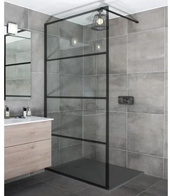 Walk-in Black zuhanyfal 90, 200cm, 8mm, NANO