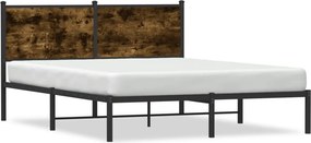 vidaXL füstös tölgy színű fém ágykeret matrac nélkül 140 x 200 cm