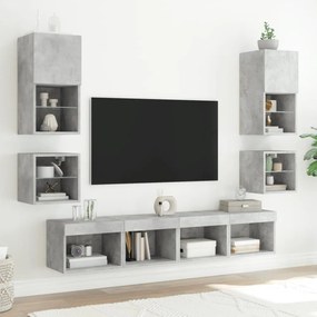betonszürke fali TV-szekrény LED-világítással 30 x 28,5 x 30 cm