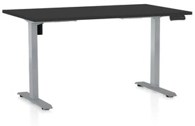 OfficeTech B állítható magasságú asztal, 140 x 80 cm, szürke alap, fekete