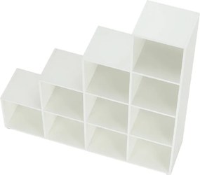 könyvespolc piramis, fehér, laminált DTD, NORAH