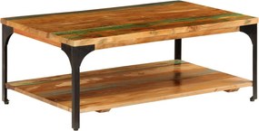 vidaXL tömör újrahasznosított fa dohányzóasztal polccal 100x60x35 cm