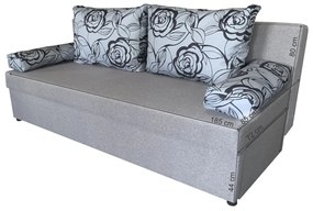 Odessa Kihúzható Kanapé 185x85x80 cm, tárolóládával, Grey Flower