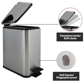 Matt ezüstszínű acél pedálos szemetes 5 l Erik – Spirella