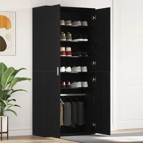 Cipőszekrény Fekete Tölgy 80x39x180 cm Mérnöki Fa