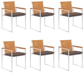 vidaXL 6 db tömör akácfa kerti szék párnákkal