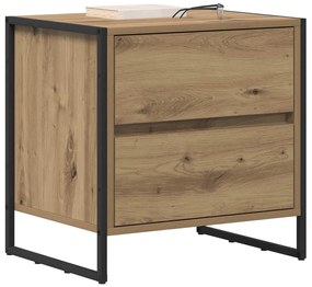 vidaXL Éjjeli asztal fiókkal Művészi tölgy 50 x 39.5 x 50 cm Faanyag