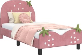 vidaXL Gyerekágy kerettel fejtámlával Rózsaszín 80 x 160 cm Bársony