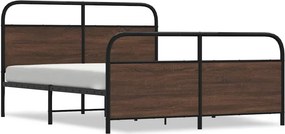 vidaXL barna tölgy színű fém ágykeret matrac nélkül 150 x 200 cm