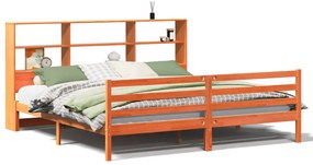 viaszbarna tömör fa könyvespolcos ágy matrac nélkül 180 x 200cm