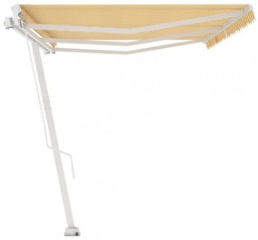 sárga-fehér kézzel kihúzható póznás napellenző 600 x 350 cm