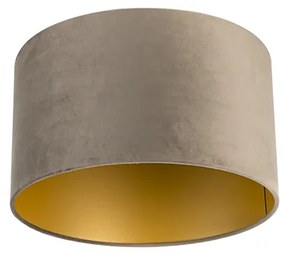 Bársony lámpabúra taupe 35/35/20 arany belsővel