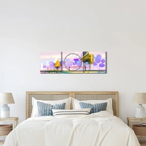 Kép - absztrakció, táj (órával) (90x30 cm)