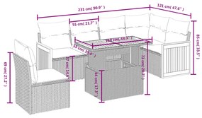 7 részes bézs polyrattan kerti ülőgarnitúra párnákkal