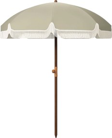 Outsunny Nagy Strandernyő Fringes Ø190 cm Kültéri Teraszernyő UV40+ Védelemmel, Szélálló, Vízálló, 32 mm Átmérőjű Cövek és Világos Olajzöld Szállítótá