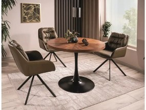 Kerek étkezőasztal AMADEO 100x100 cm, dió dekorációval