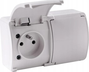 Dupla aljzat 2x Falra szerelhető Hermetikus IP44 Földelt fedéllel