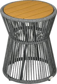 Outsunny Rattan Oldalfotel, Bistro Asztal, Műanyag Asztallappal, Kerti Asztal Állítható Lábbal, Teraszra, Alumínium Sötétszürke + Természetes | Aosom