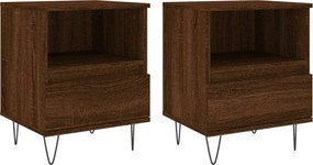 vidaXL 2 db barna tölgyszínű éjjeliszekrény 40 x 35 x 50 cm