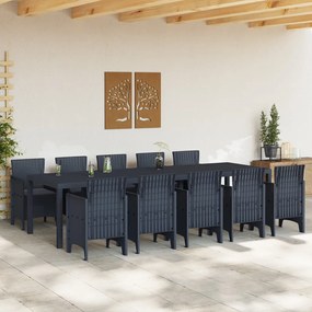 11 darabos Kerti Étkezőszett Párnákkal Antracit Poli Rattan