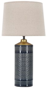 Szürke-krémszínű kerámia asztali lámpa textil búrával (magasság 55 cm) Graphs Dark – Mauro Ferretti