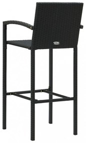 5 részes fekete polyrattan kerti bárszett