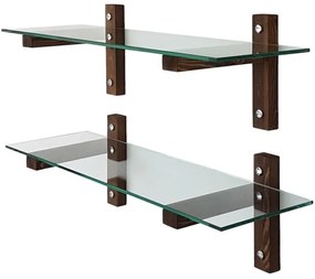 KÉSZLET 2x Fali polc 25x85 cm fenyő/átlátszó