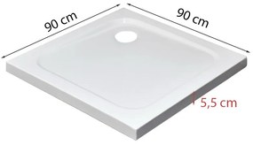 Modena Slim szögletes alacsony akril zuhanytálca 90x90 cm
